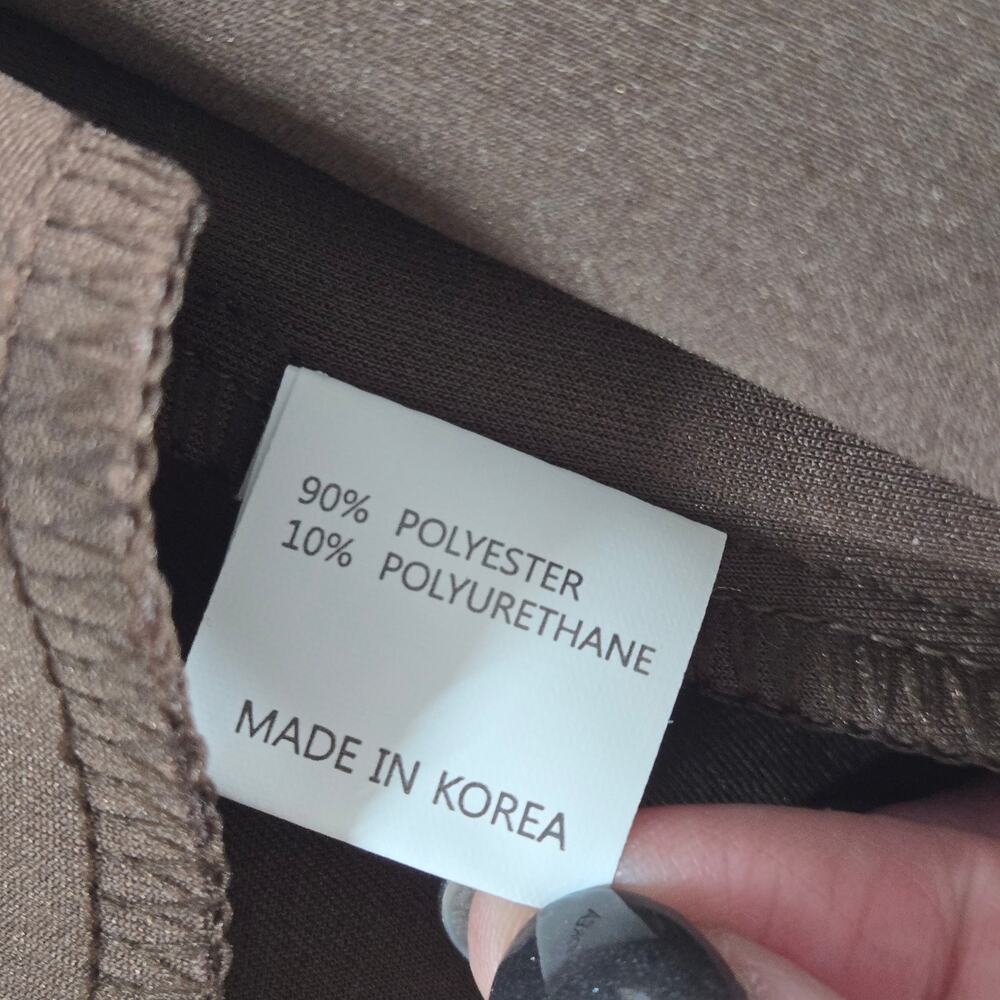 Damee Mock Funnel Neck Micro Faux Suede Jacket Taupe Brown Medium A-Line Swing - Picture 6 of 9